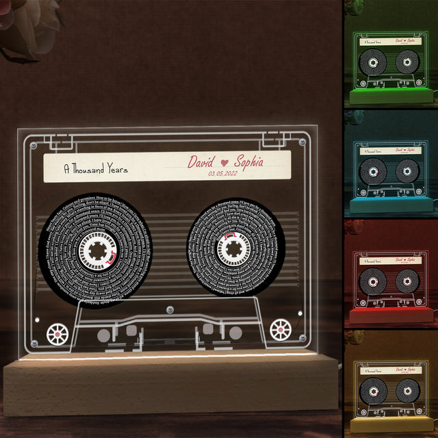 Personalized Song Lyrics with Cassette Tape - Led Light