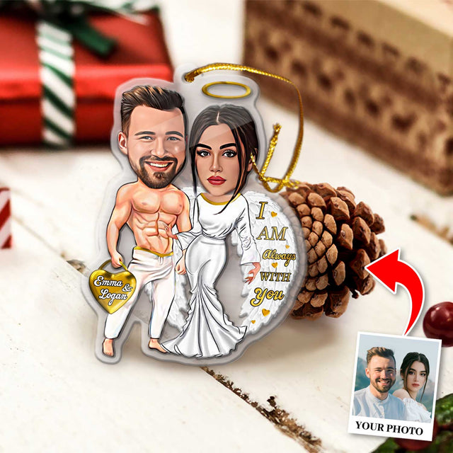 Face From Photo, Gift For Couple, White Angle 2, Shape Ornament 2 Sides