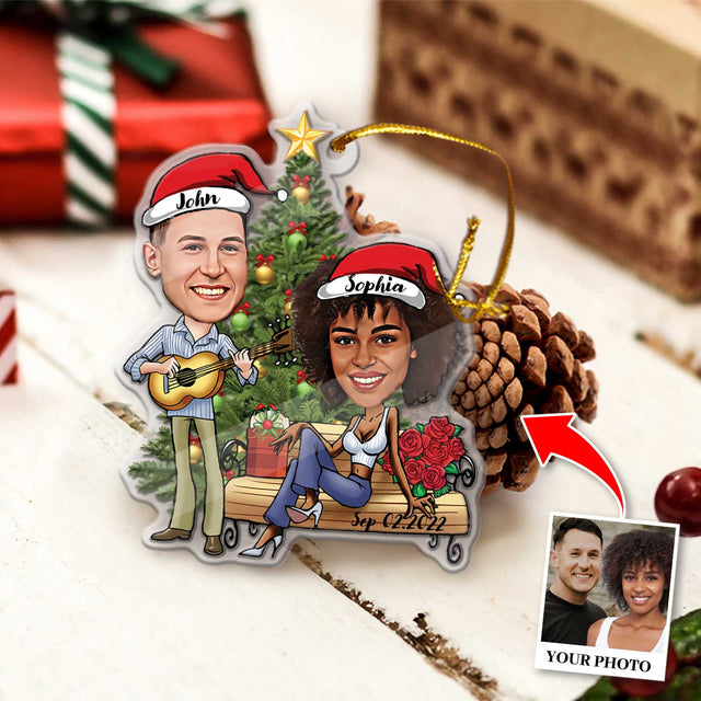 Custom Face From Photo, Gift For Couple, Shape Ornament 2 Sides