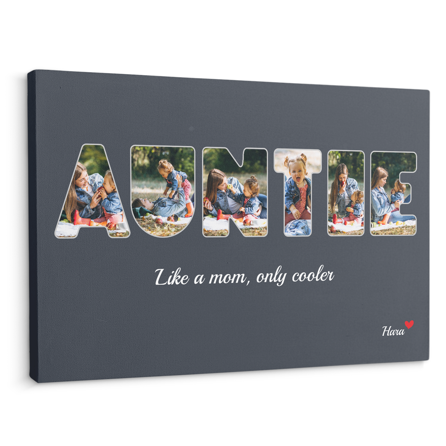 Auntie Custom Photo - Customizable Navy Vintage Background Canvas