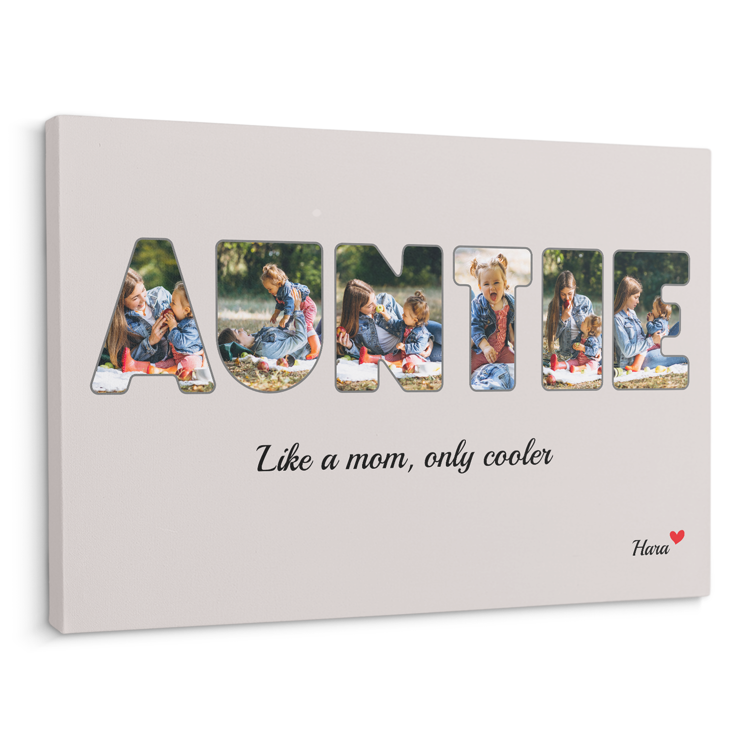 Auntie Custom Photo - Customizable Light Grey Background Canvas