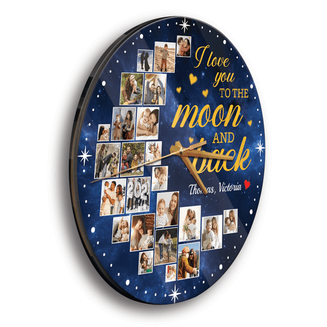 Custom Photo I Love You To The Moon and Back Wall Clock