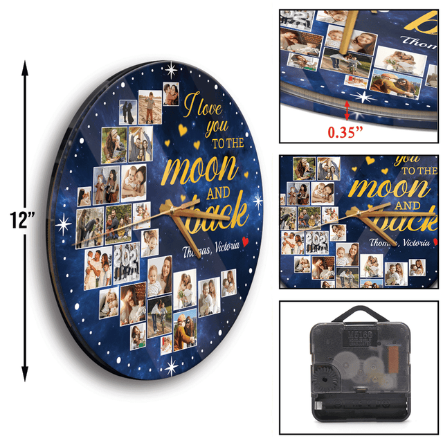 Custom Photo I Love You To The Moon and Back Wall Clock