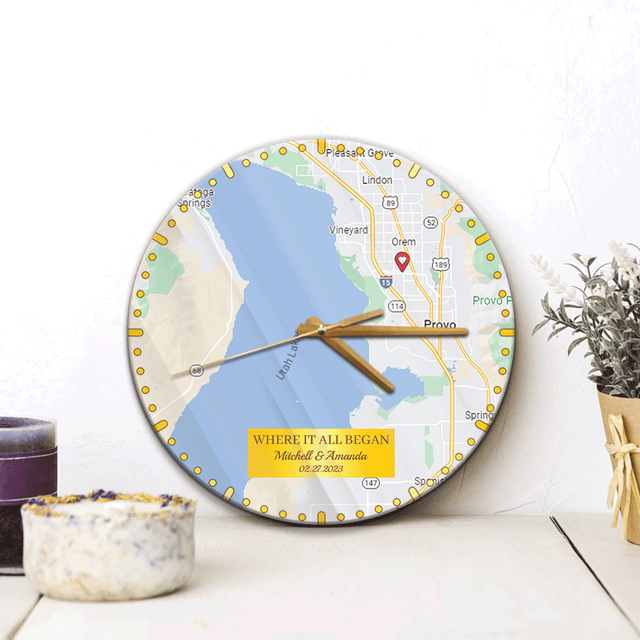 Where It All Began, Anniversary Gift, Wall Clock