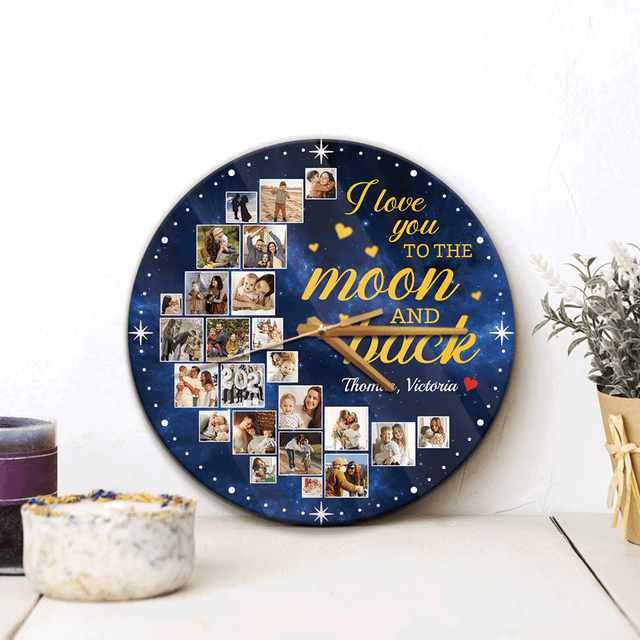 Custom Photo I Love You To The Moon and Back Wall Clock