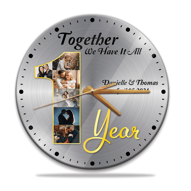 Custom Name & Date, Together We Have It All, 1 Year Wall Clock