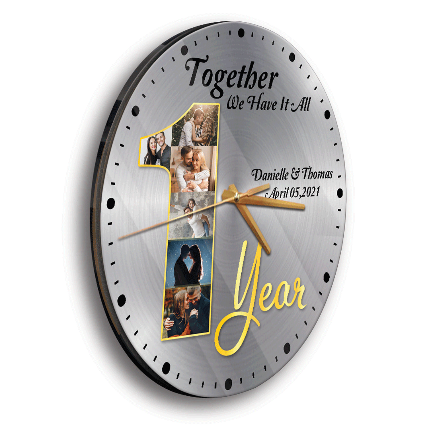 Custom Name & Date, Together We Have It All, 1 Year Wall Clock