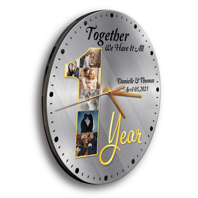 Custom Name & Date, Together We Have It All, 1 Year Wall Clock