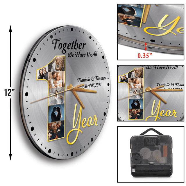 Custom Name & Date, Together We Have It All, 1 Year Wall Clock