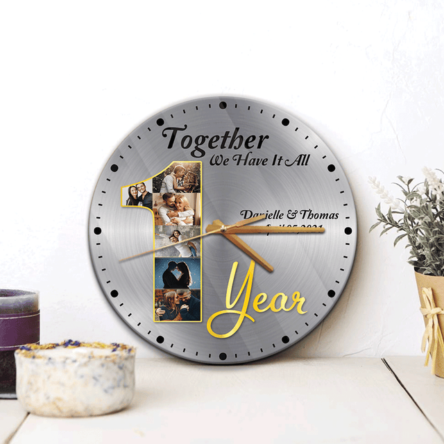 Custom Name & Date, Together We Have It All, 1 Year Wall Clock