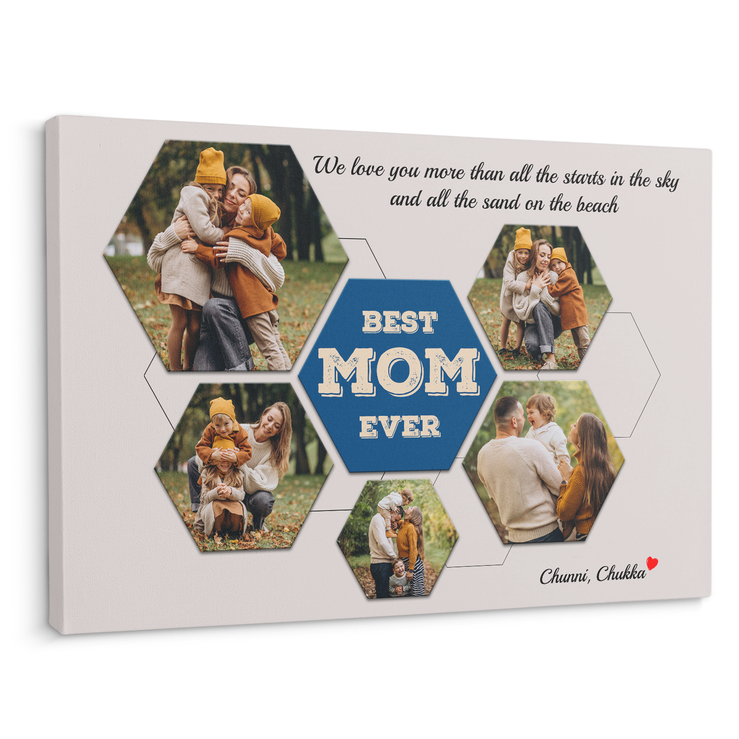 Best Mom Ever Custom Photo Collage - Customizable Light Grey Background Canvas