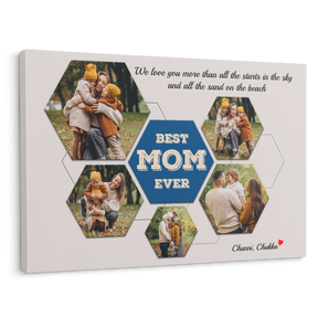 Best Mom Ever Custom Photo Collage - Customizable Light Grey Background Canvas