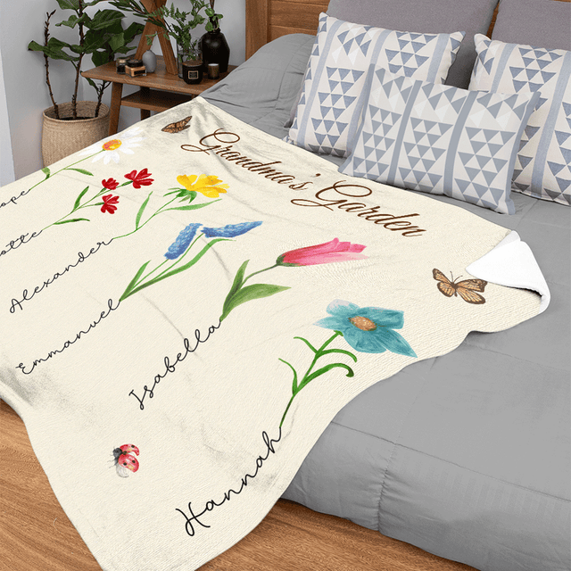 Grandma’s Garden Custom Kids Name Blanket