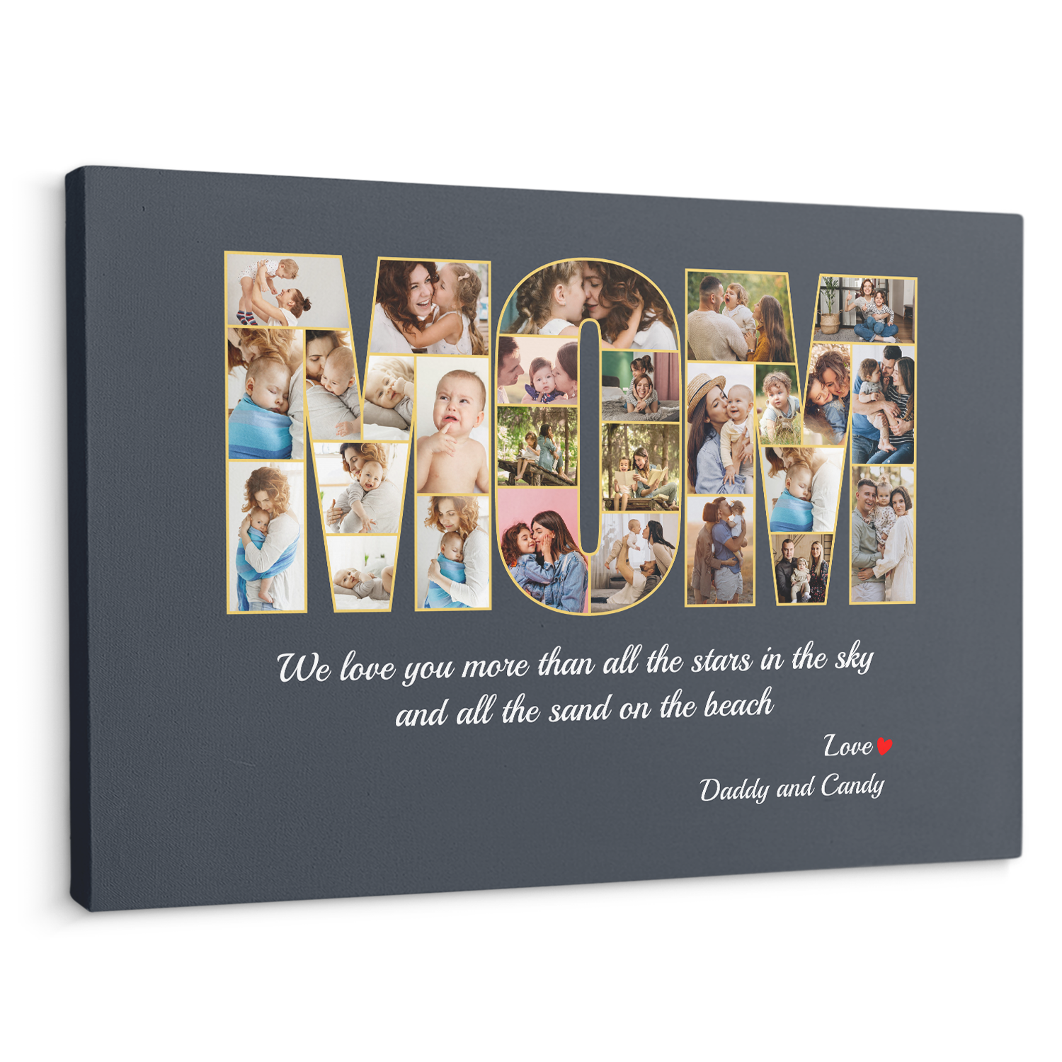 Mom Custom Photo Collage, Customizable Name And Text Canvas Wall Art
