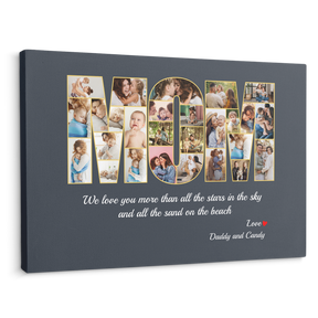 Mom Custom Photo Collage, Customizable Name And Text Canvas Wall Art