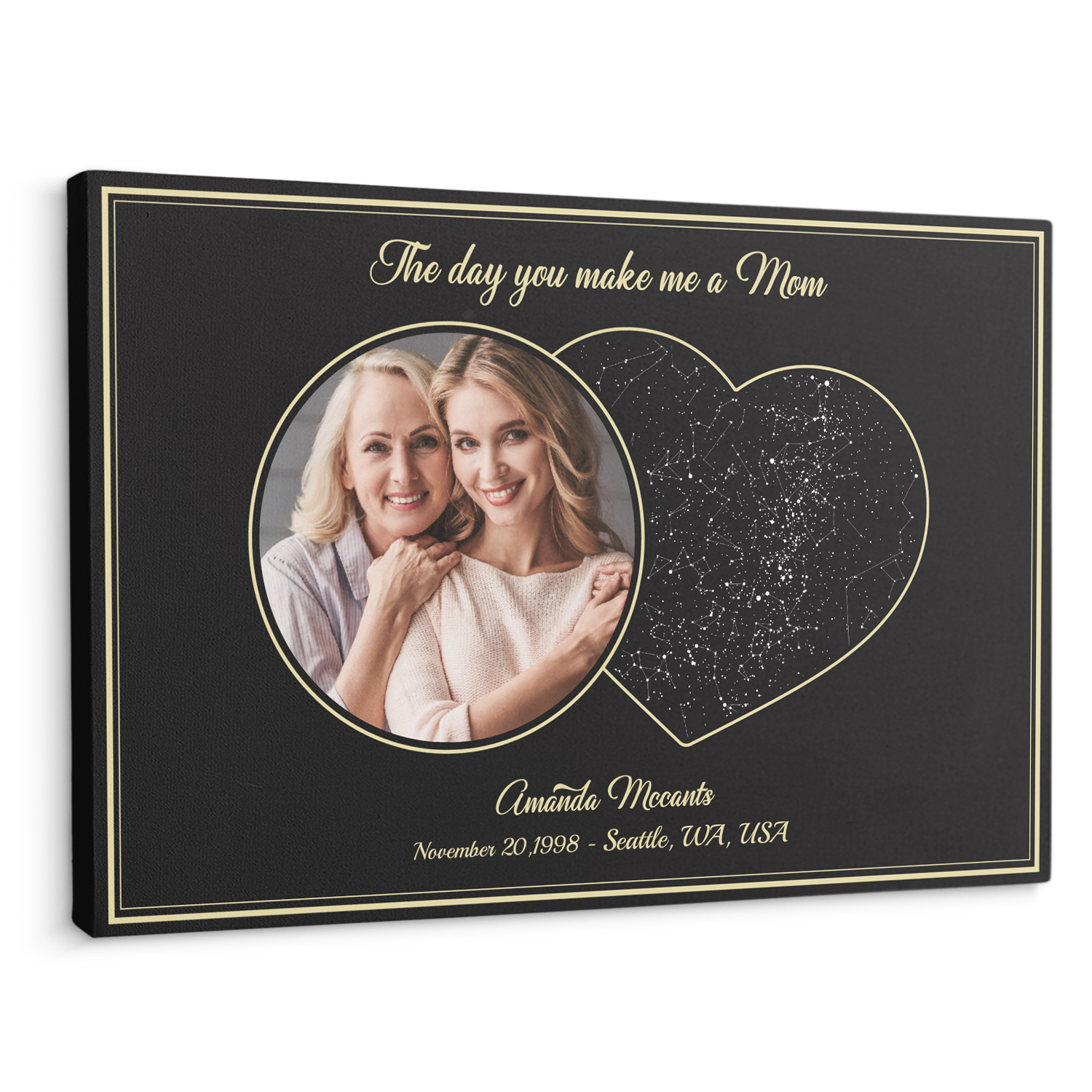 The Day You Made Me A Dad Custom Star Map, Customizable Photo Canvas Wall Art