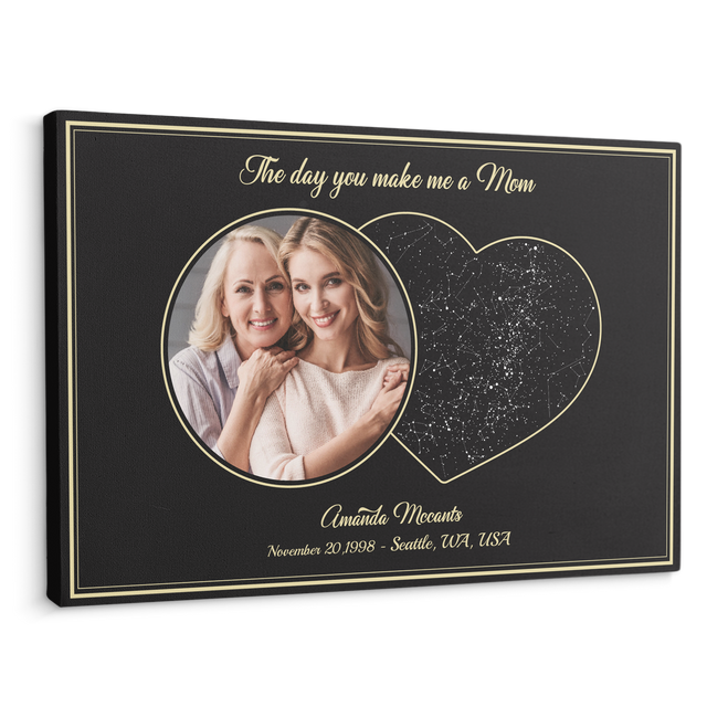 The Day You Made Me A Dad Custom Star Map, Customizable Photo Canvas Wall Art