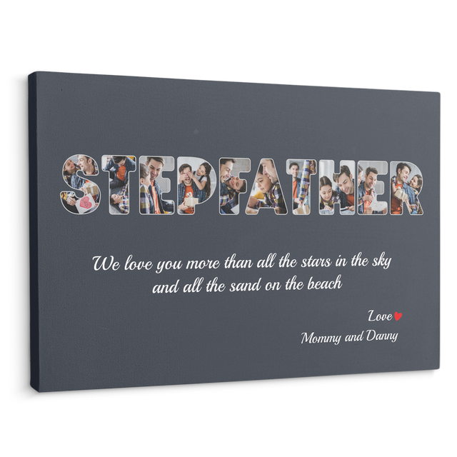 Stepfather Custom Photo, Customizable Name And Text Canvas Wall Art