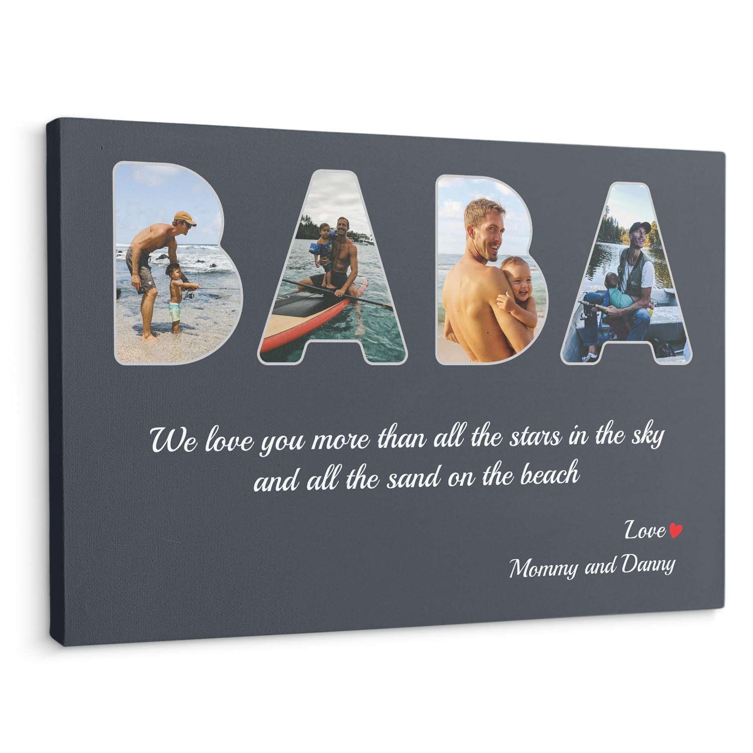 Baba Custom Photo - Customizable Name And Text Canvas Wall Art