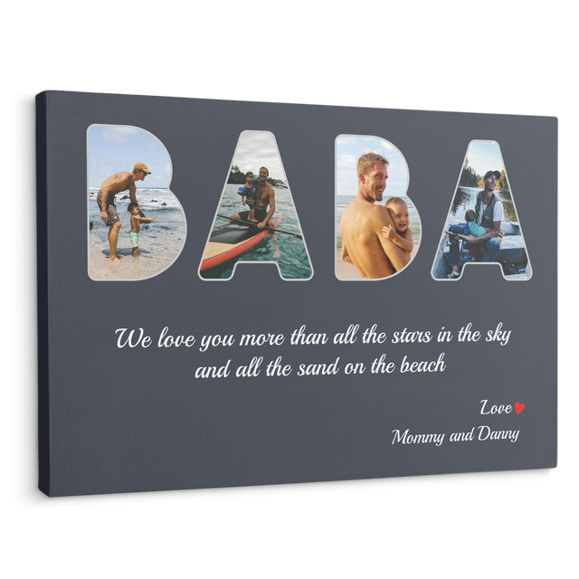 Baba Custom Photo - Customizable Name And Text Canvas Wall Art