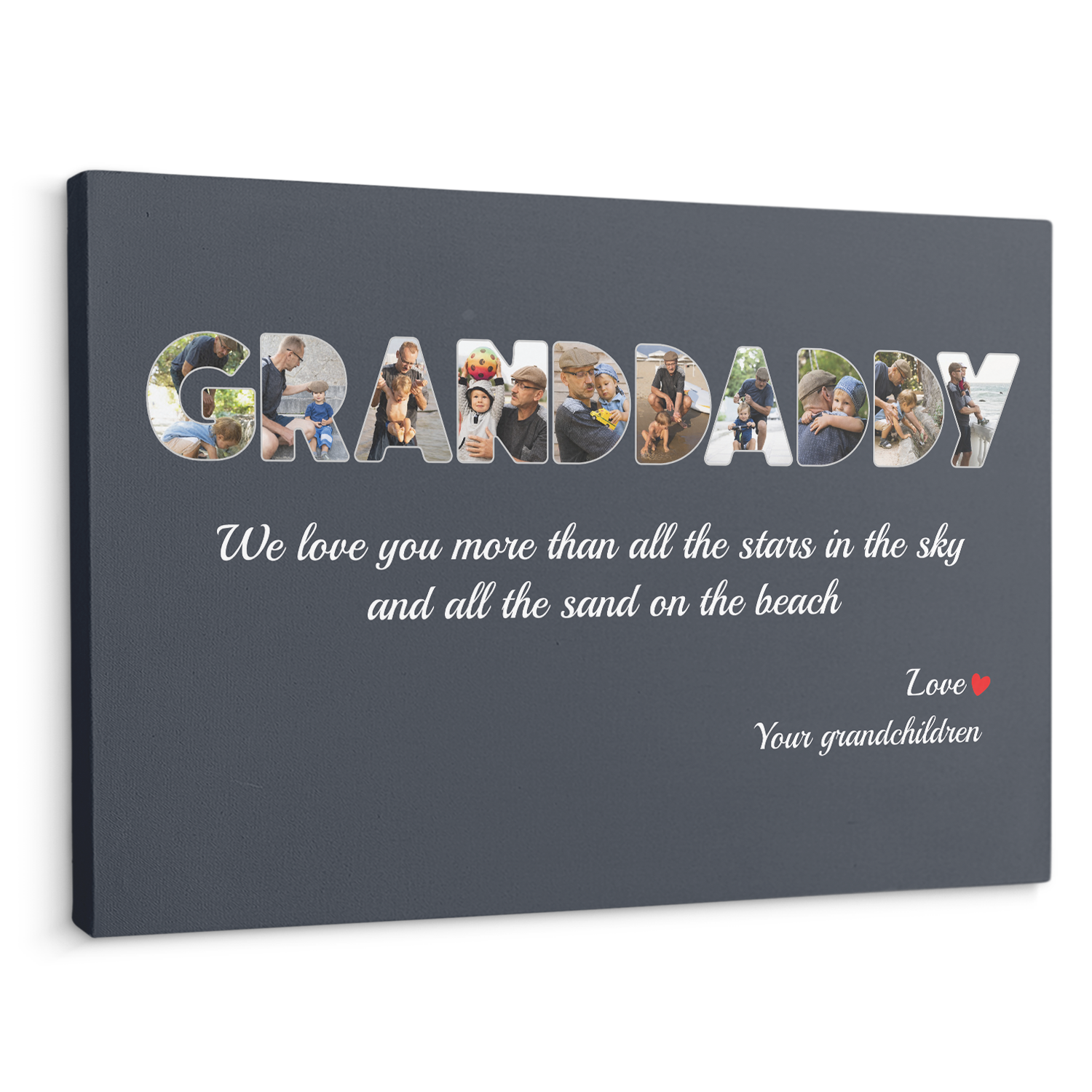 Granddaddy Custom Photo - Customizable Name And Text Canvas Wall Art