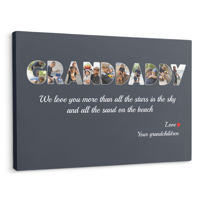 Granddaddy Custom Photo - Customizable Name And Text Canvas Wall Art
