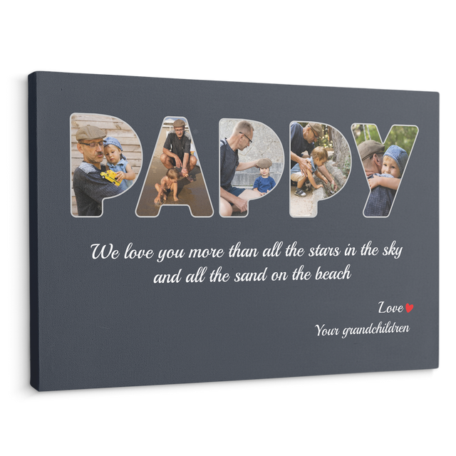 Pappy Custom Photo - Customizable Name And Text Canvas Wall Art
