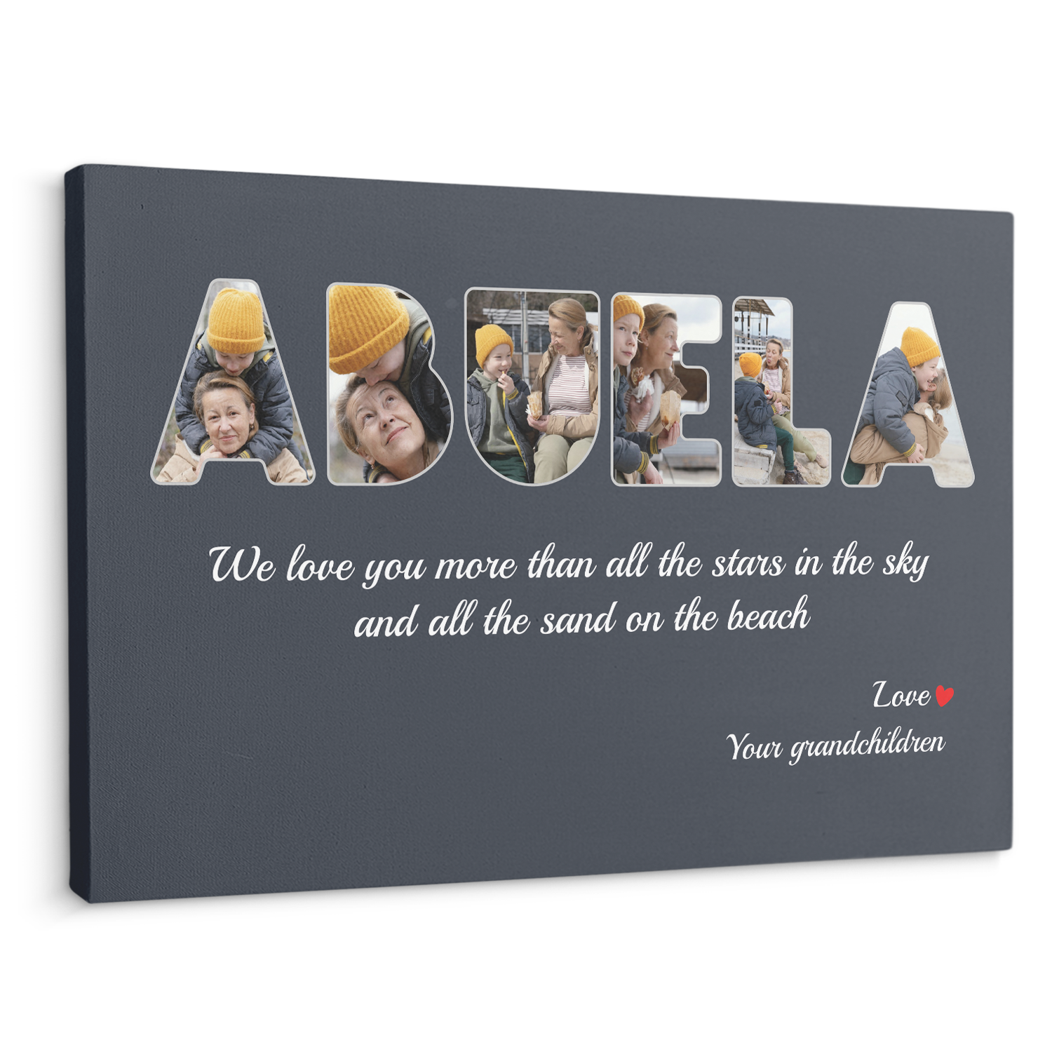 Abuela Custom Photo - Customizable Name And Text Canvas Wall Art