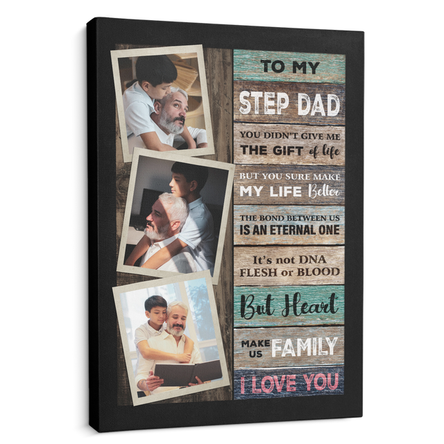 To My Step Dad, Custom Photo Canvas Wall Art