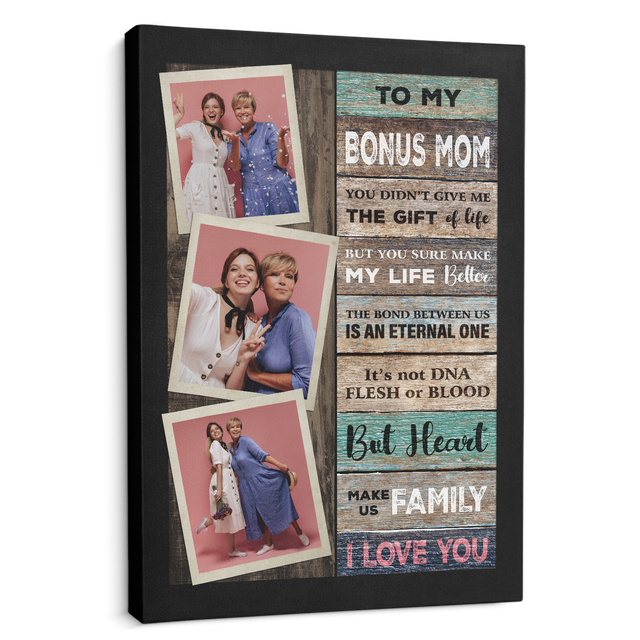 To My Bonus Mom, Custom Photo Canvas Wall Art