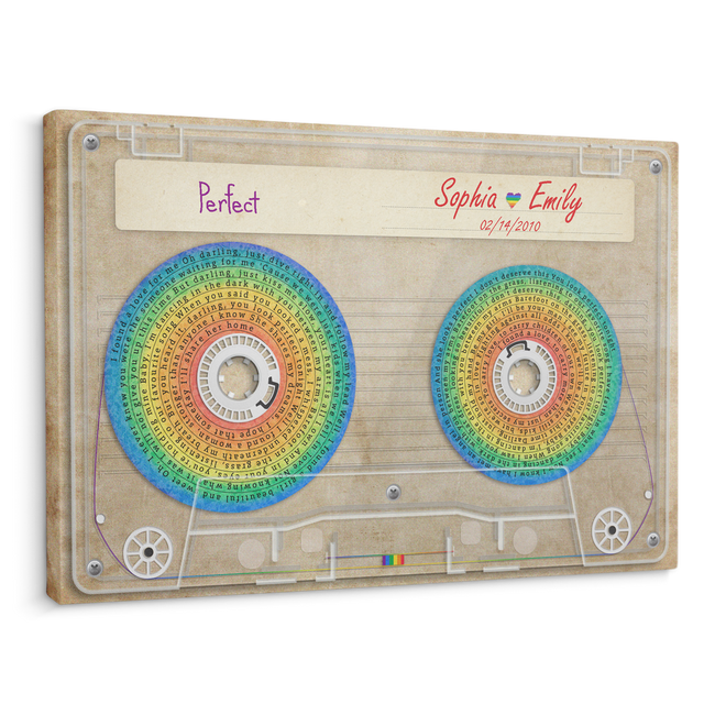Customizable Music Song Lyrics Cassette Tape, Rainbow Art, LGBT Canvas Wall Art