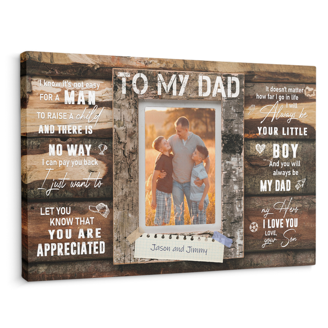 Custom Photo And Text, Gift For Dad, Canvas Wall Art