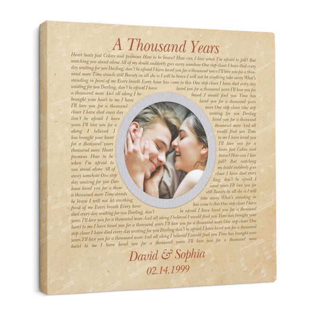 Custom Song Lyrics, Canvas Wall Art, Upload Photo, Gift For Wedding