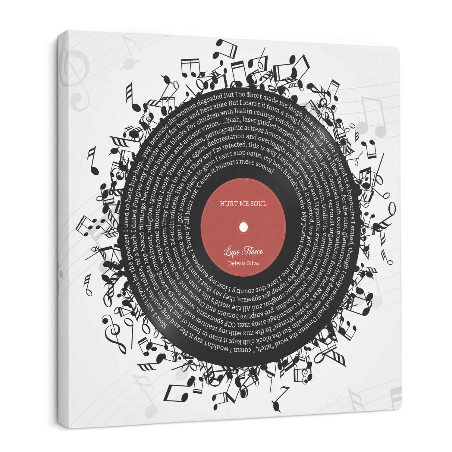 Custom Song Lyrics, Customizable Name And Date, Record Player Square Canvas Wall Art