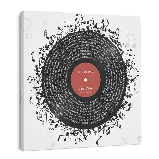 Custom Song Lyrics, Customizable Name And Date, Record Player Square Canvas Wall Art