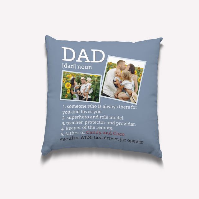 Dad, Custom Photo, Personalized Name Pillow