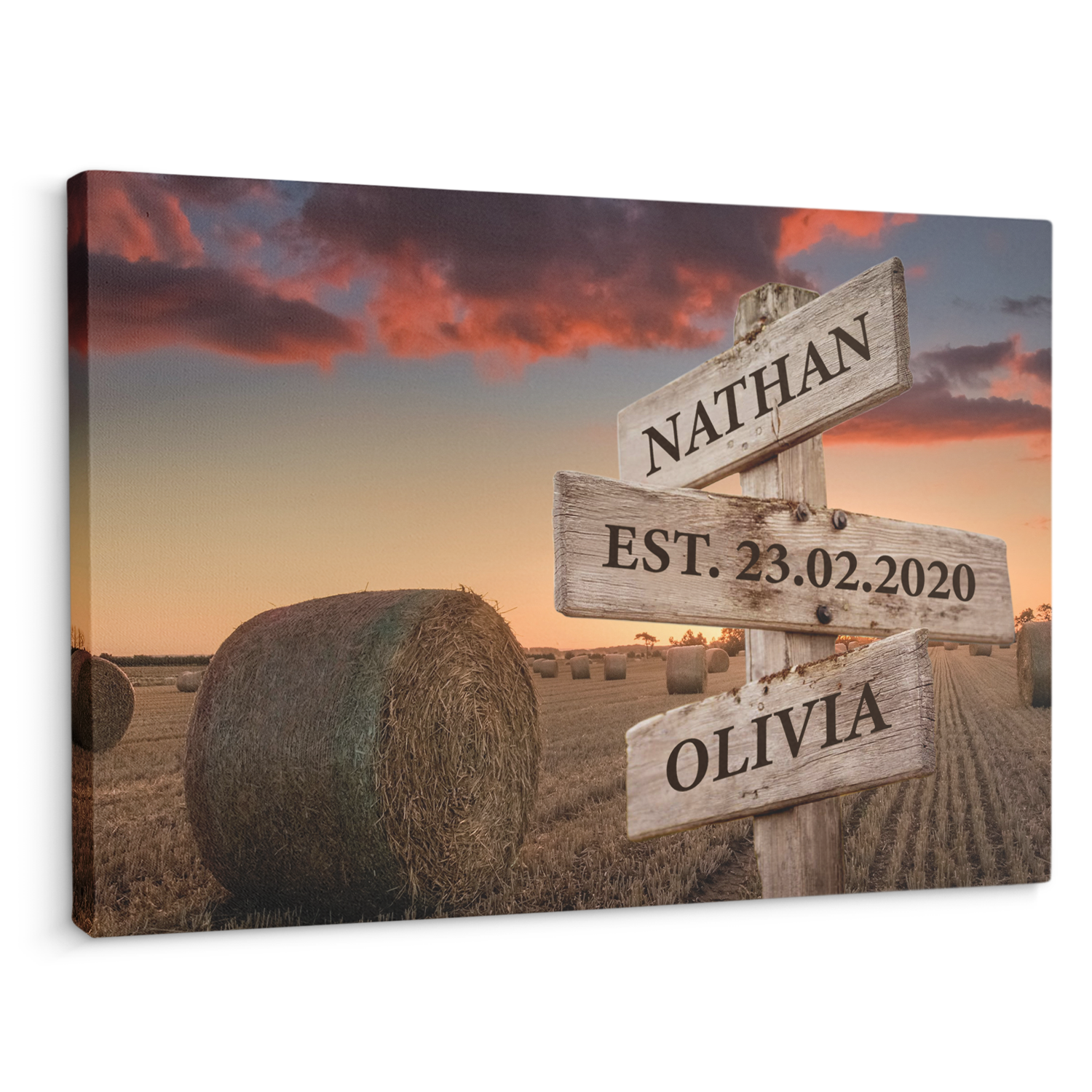 Custom Street Sign Canvas Art Print Sunset Background