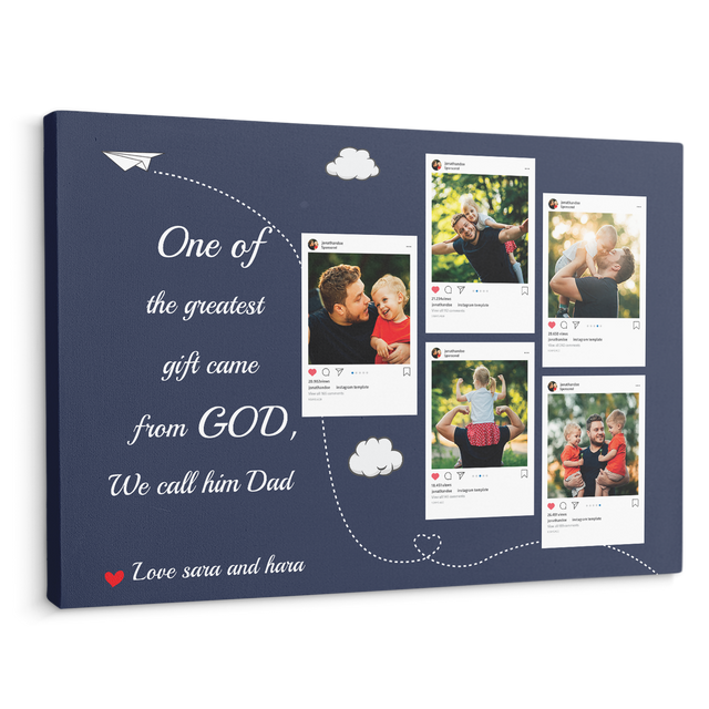 Dad Custom Photo Funny Post - Customizable Blue Whale Background Canvas