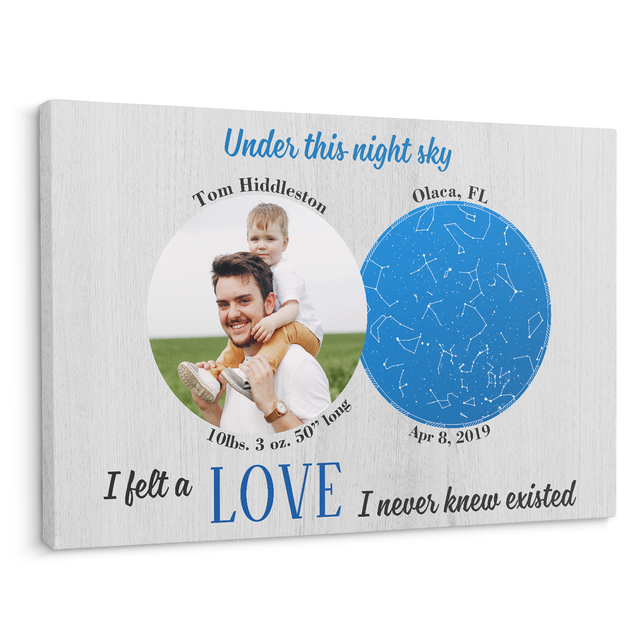 Custom Canvas For Son/Daughter Grey Wood Style Background - " Under This Night Sky I Felt A Love I Never Knew Existed "