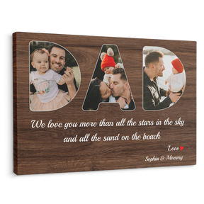 Dad Custom Photo - Customizable Dark Wood Background Canvas