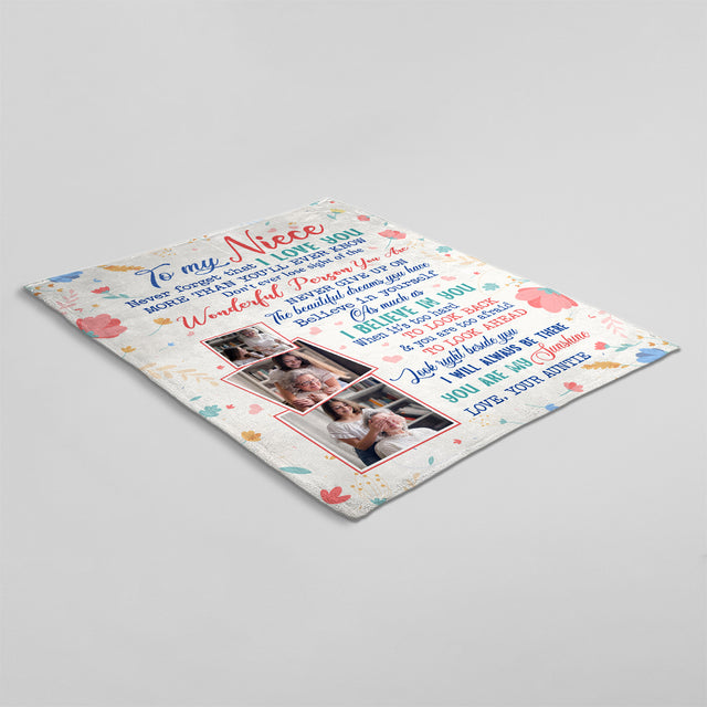 To My Niece, I Will Always Be There, You Are My Sunshine, Custom Photo Blanket