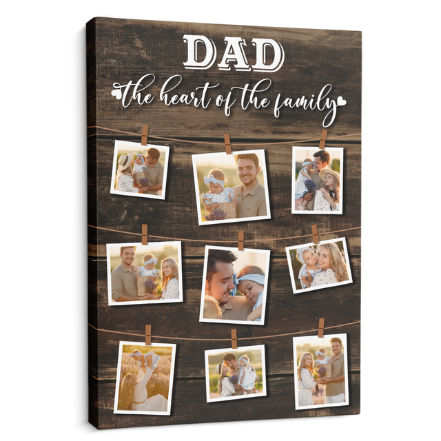Dad, The Heart Of The Family, Custom Photo And Text Canvas Wall Art