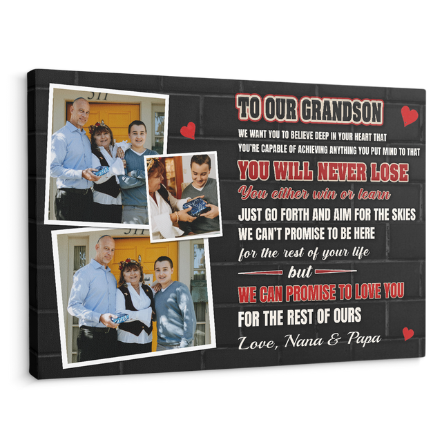 To Our Grandson, Love You To The Rest Of Ours Customizable Name Canvas Wall Art