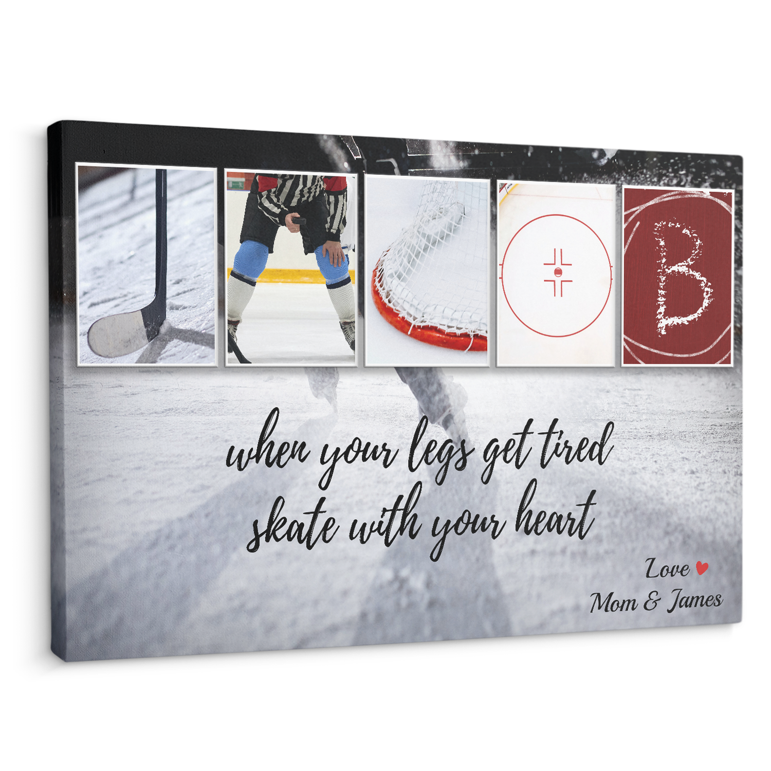 Custom Hockey Name Art And Upload Photo, Canvas Wall Art