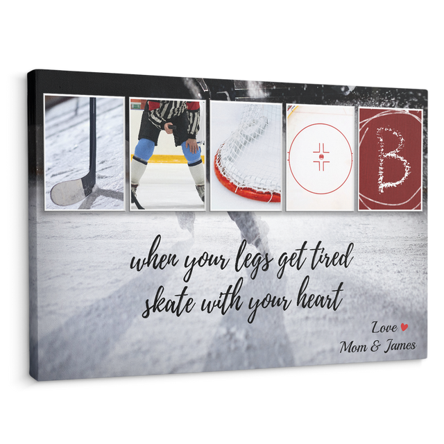 Custom Hockey Name Art And Upload Photo, Canvas Wall Art