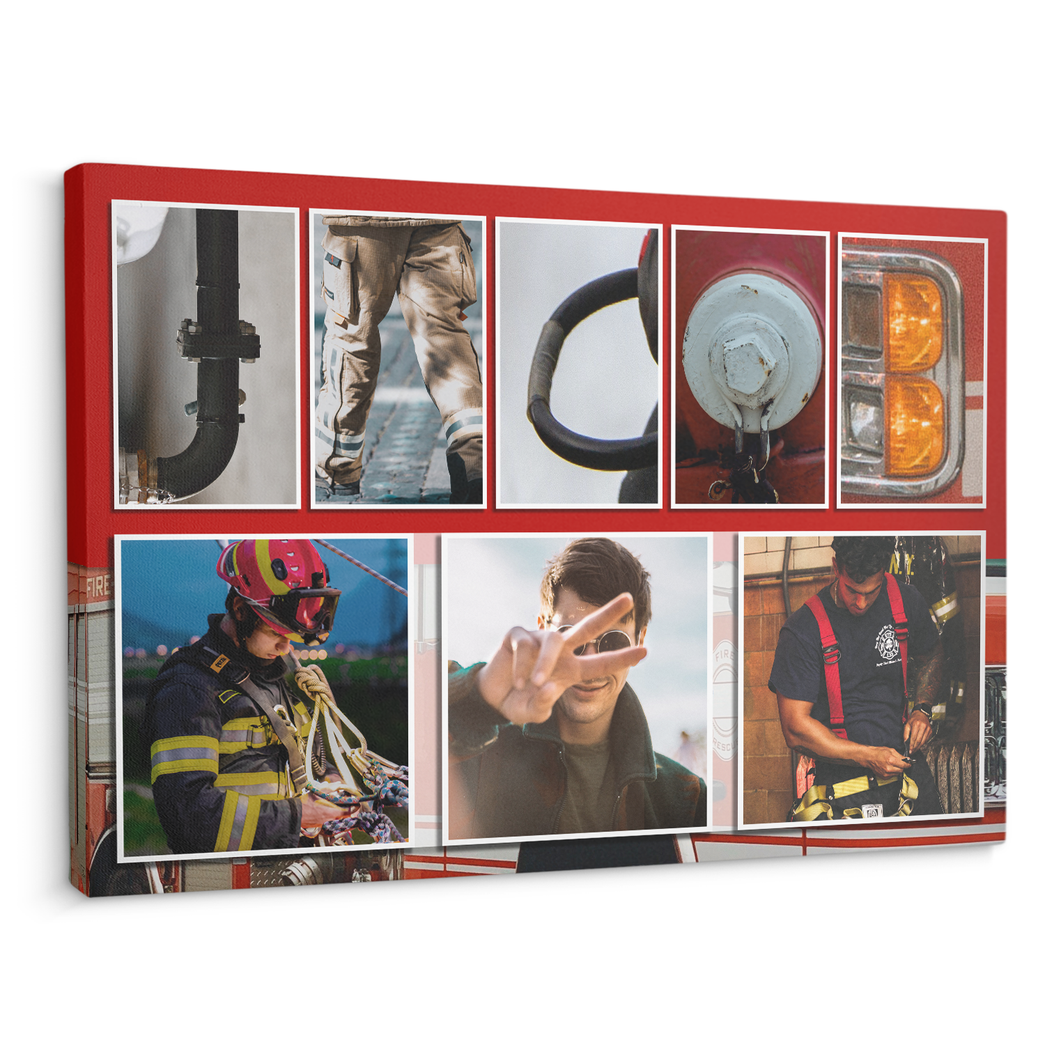 Custom Firefighter Letter Name Art And Upload Photo, Canvas Wall Art