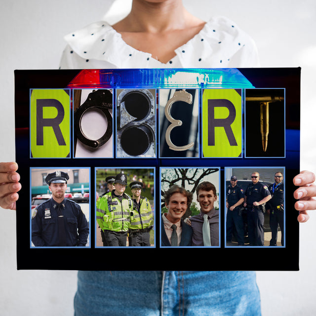 Custom Police Letter Name Art And Upload Photo, Canvas Wall Art
