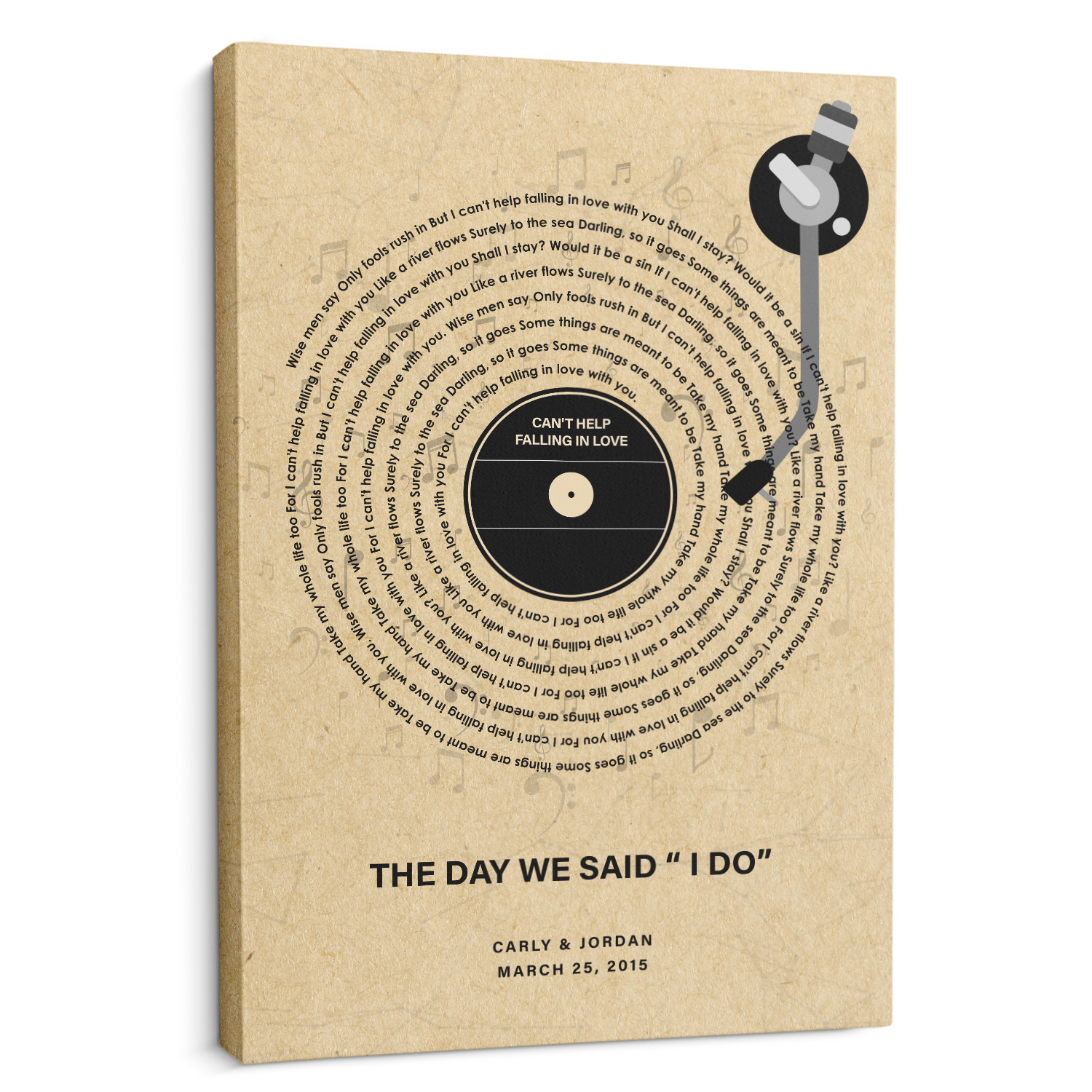 Custom Song Lyrics, Vinyl Record, Canvas Wall Art, Custom Photo And Name