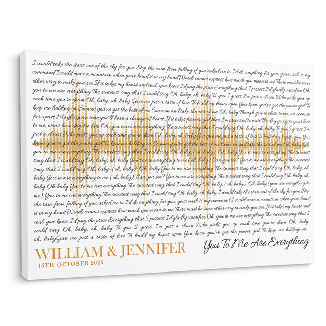 Custom Song Lyrics, Customizable Name And Date, Canvas Wall Art, Gift For Wedding