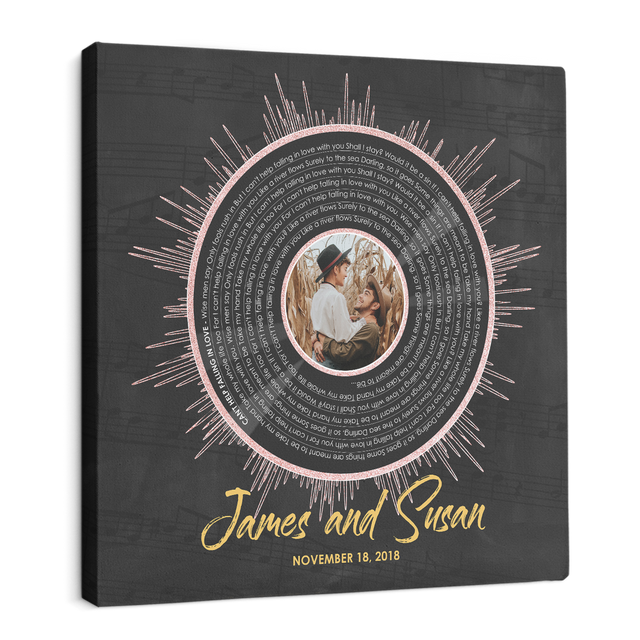 Custom Song Lyrics, Customizable Square Song Name Text And Photo Canvas